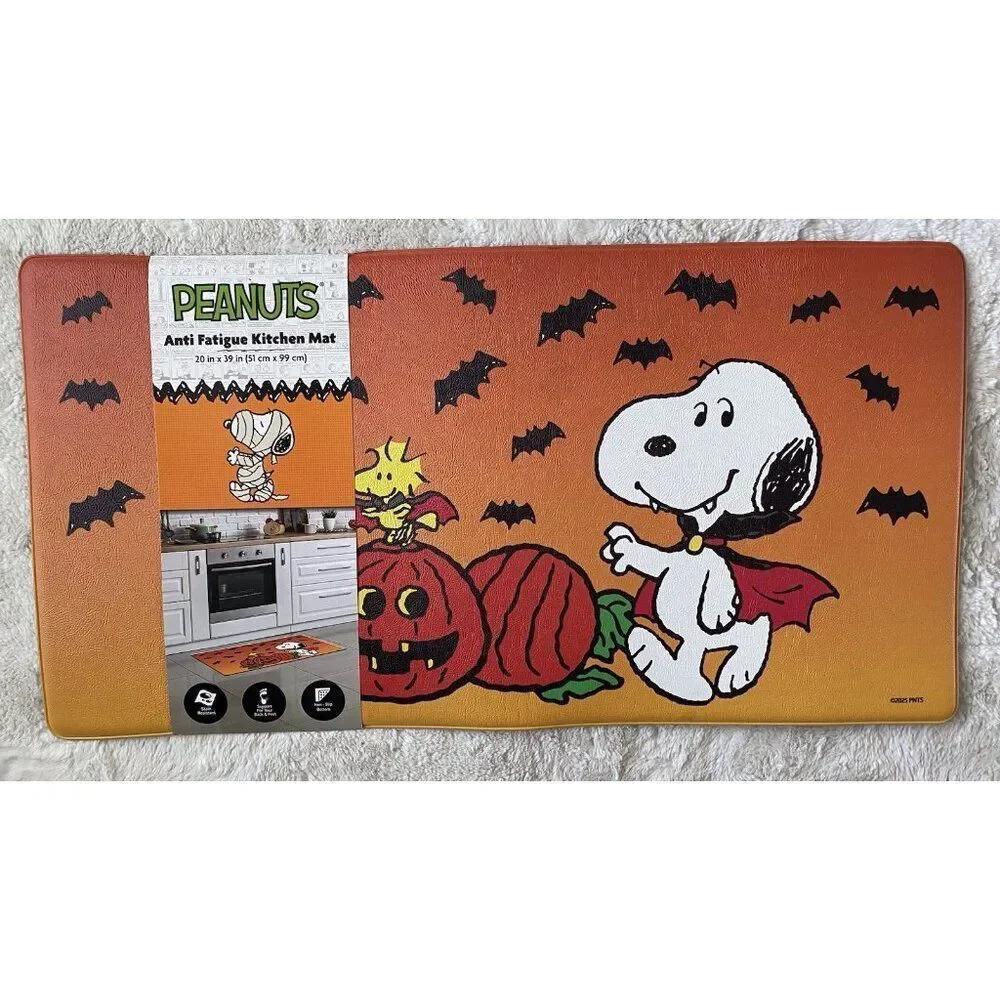 PEANUTS‎ Snoopy Vampire XL Anti-Fatigue Kitchen Mat 20” X 39” Halloween Bats NEW
